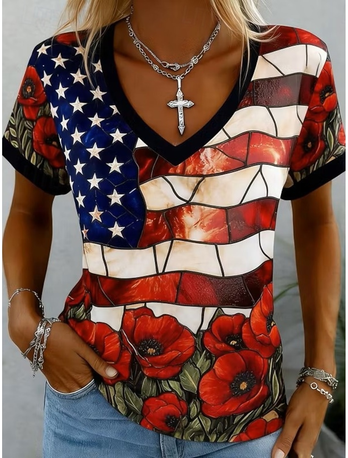 Independence Day Patriotic Women's Camisole Tank Top Flag Sleeveless Sleeveless V Neck Daily Red Summer