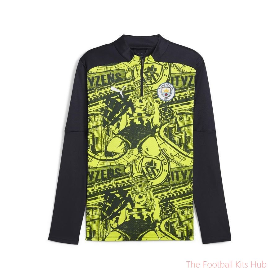 Manchester City Training Shirt Pre Match 1/4 Zip - Yellow Glow/Magic Blue