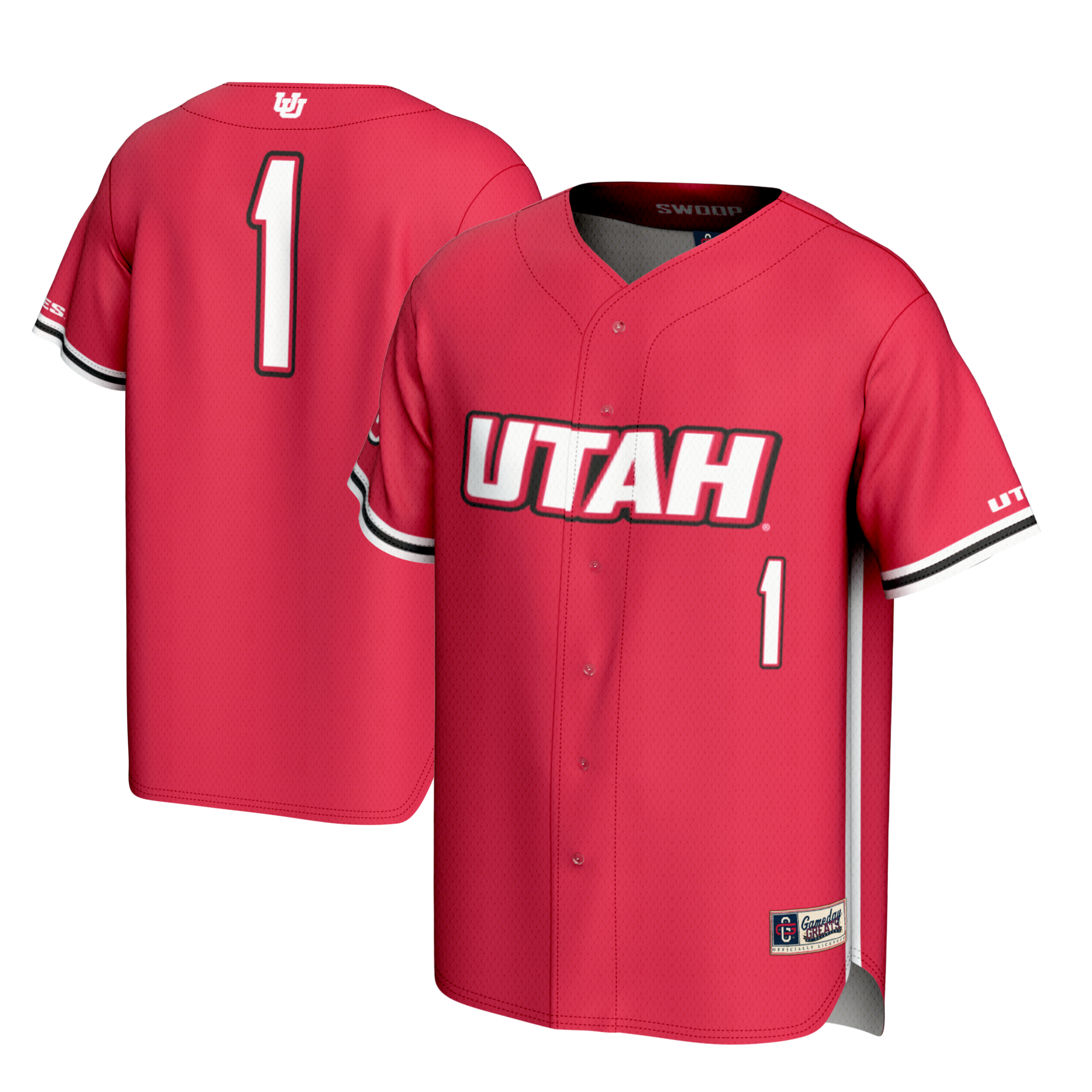 [NJP] Utah Utes GameDay Greats Lightweight Baseball Fashion Jersey - Red