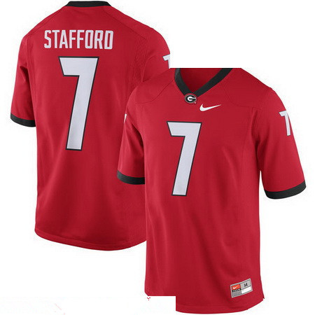 Men's UGA GA Red 2016 premium Matthew Stafford #7 replica Jersey