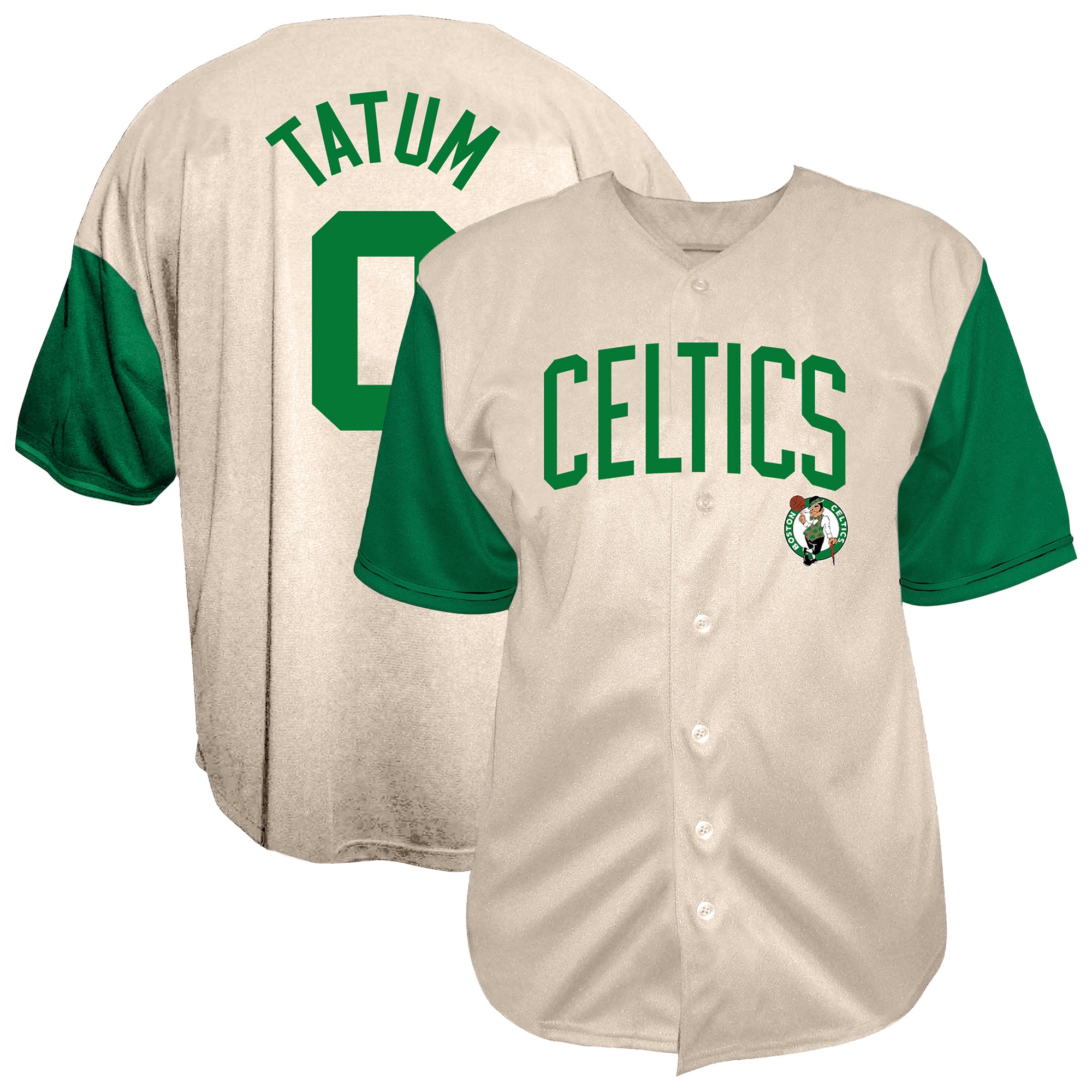 [SJH] Women's Jayson Tatum #0 Boston Celtics Baseball Jersey - Cream