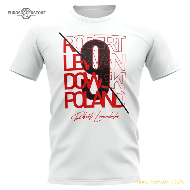 Robert Lewandowski Poland Graphic Signature T-Shirt (White)