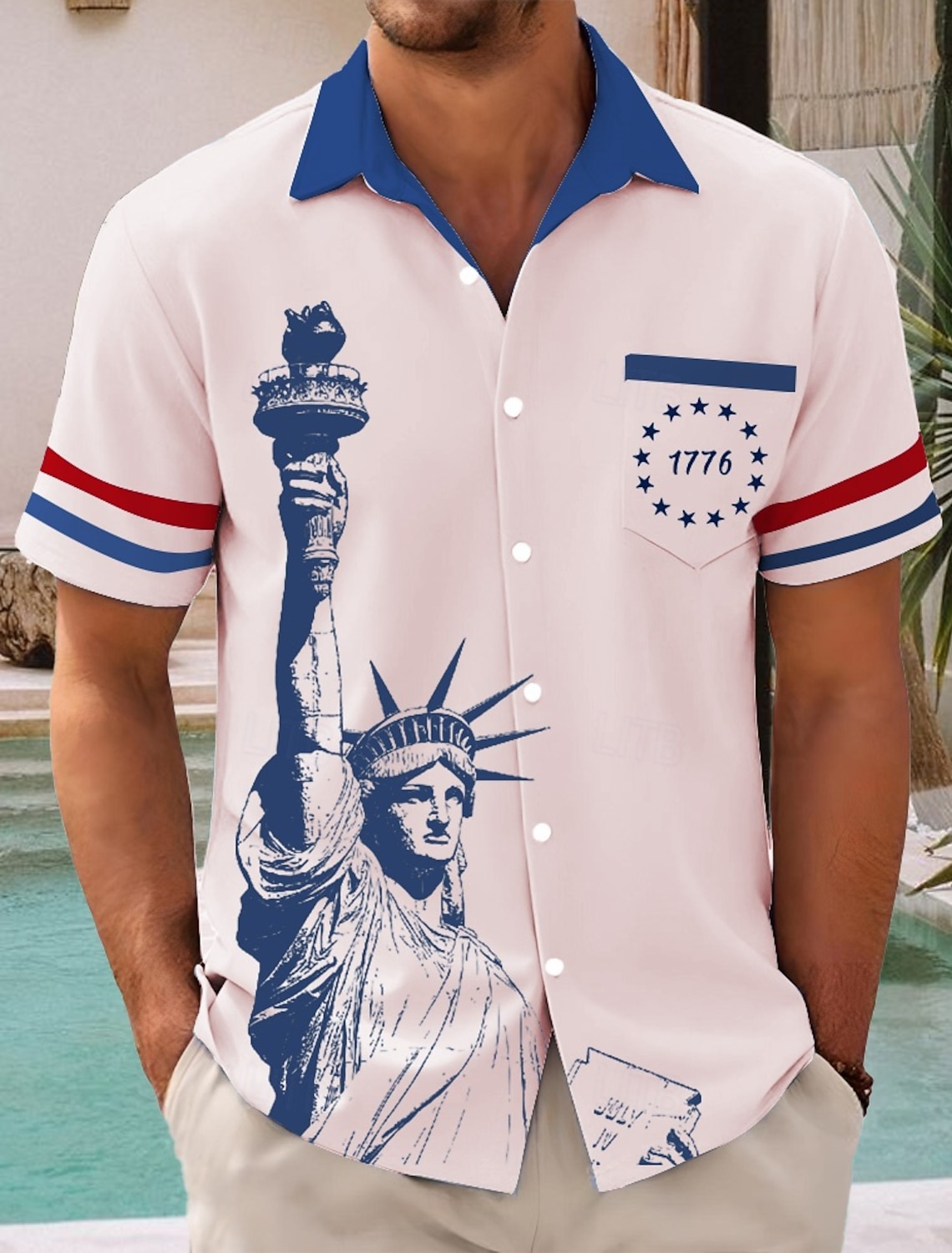 Men's 4th of July U.S. 250th Anniversary American Flag Independence Day Shirt Casual Shirt Button Up Shirt Short Sleeve Army Militray Outdoor Streetwear Vacation Summer Spring Turndown 3D Print