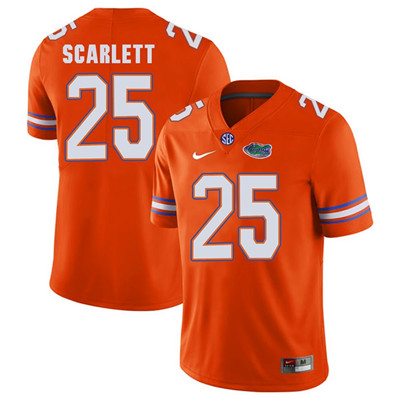 away jersey Men's None Jordan Scarlett #25 Orange 2024 Football Jersey