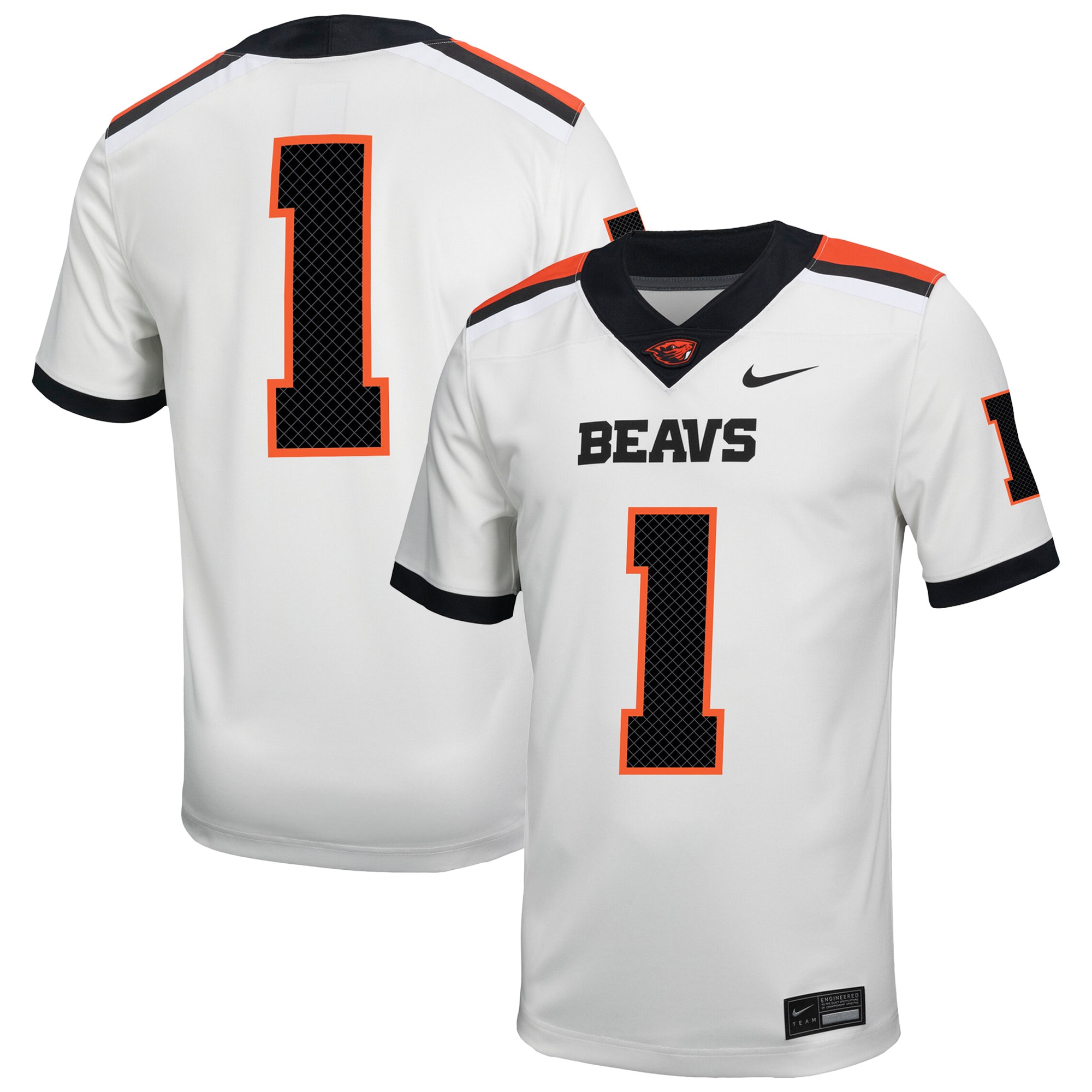 #1 Oregon State Beavers Road Replica 26/27 Football Jersey - White