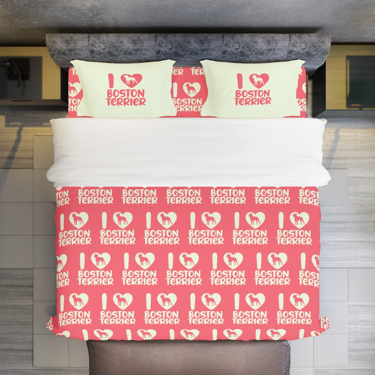 Duvet Cover Set For Boston Terrier Lovers Indoor Use | Non-slip Design