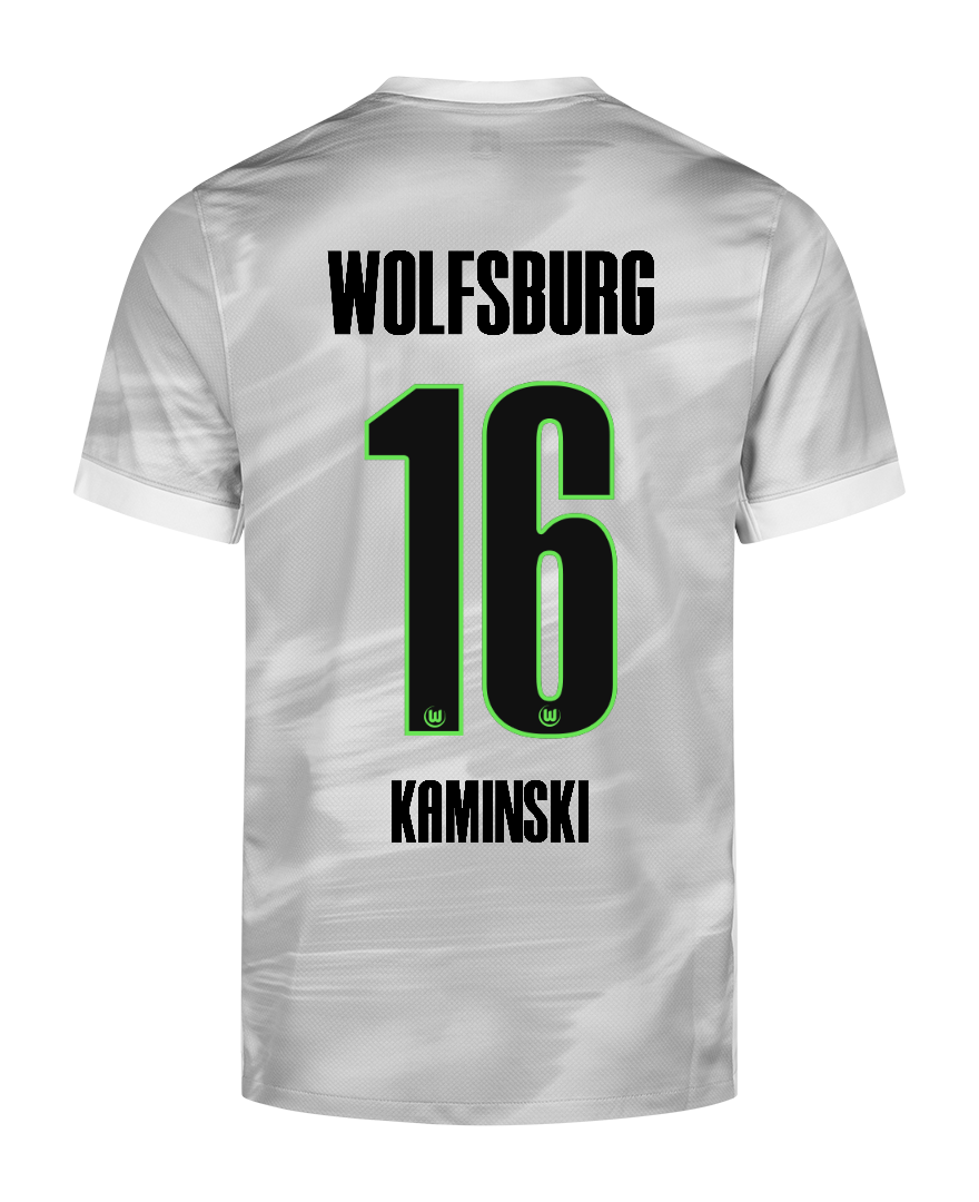 Wolfsburg 25-26 Season Away Jersey with KAMINSKI 16 Printing