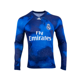 18-19 Real Madrid EA Sports Blue Long Sleeve Jerseys Shirt - Official