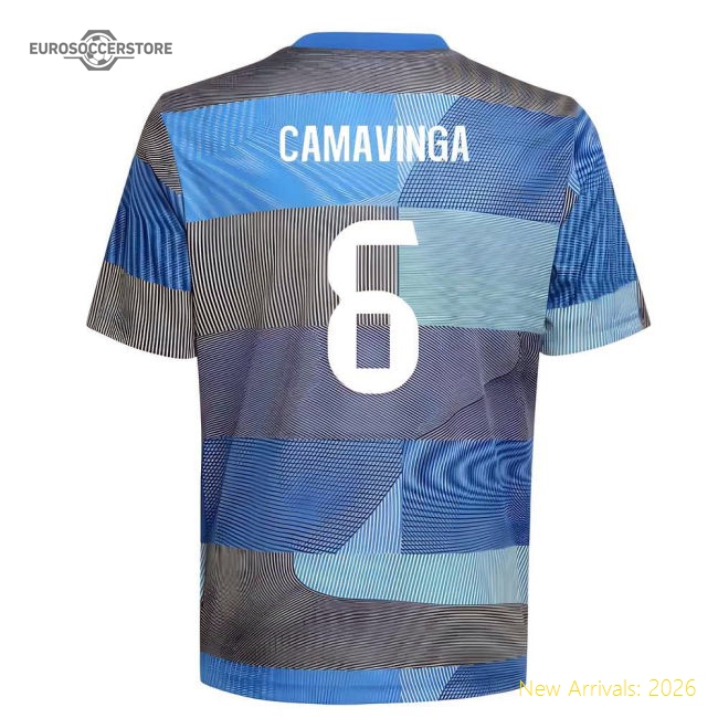 2025-2026 Real Madrid Pre-match Shirt (blue) - Kids (camavinga 6)