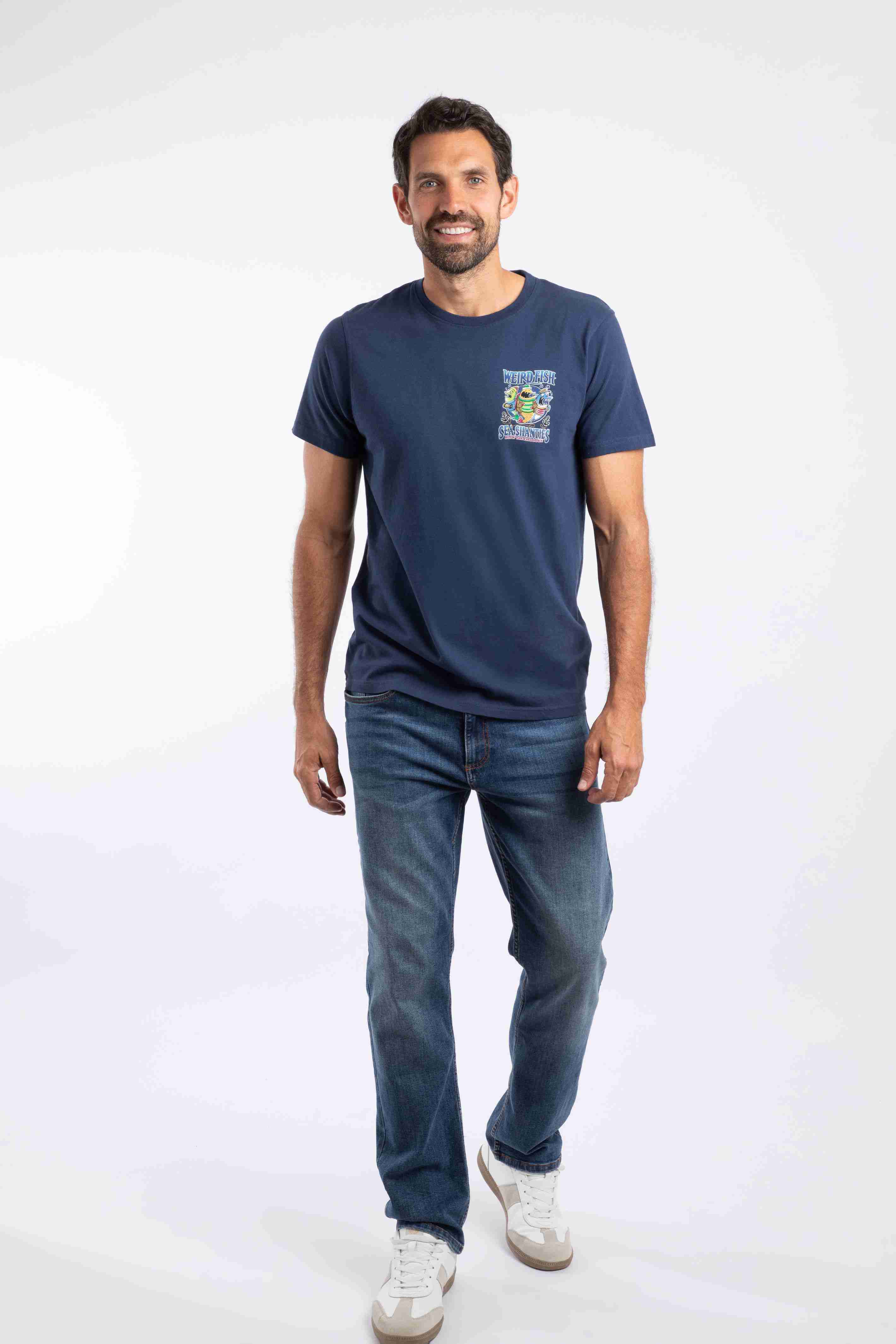 Sea Shanties Back Print Artist T-Shirt Dark Blue