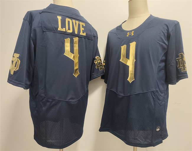 away jersey Men's Notre Dame ND Jeremiyah Love #4 Game 2024 Football