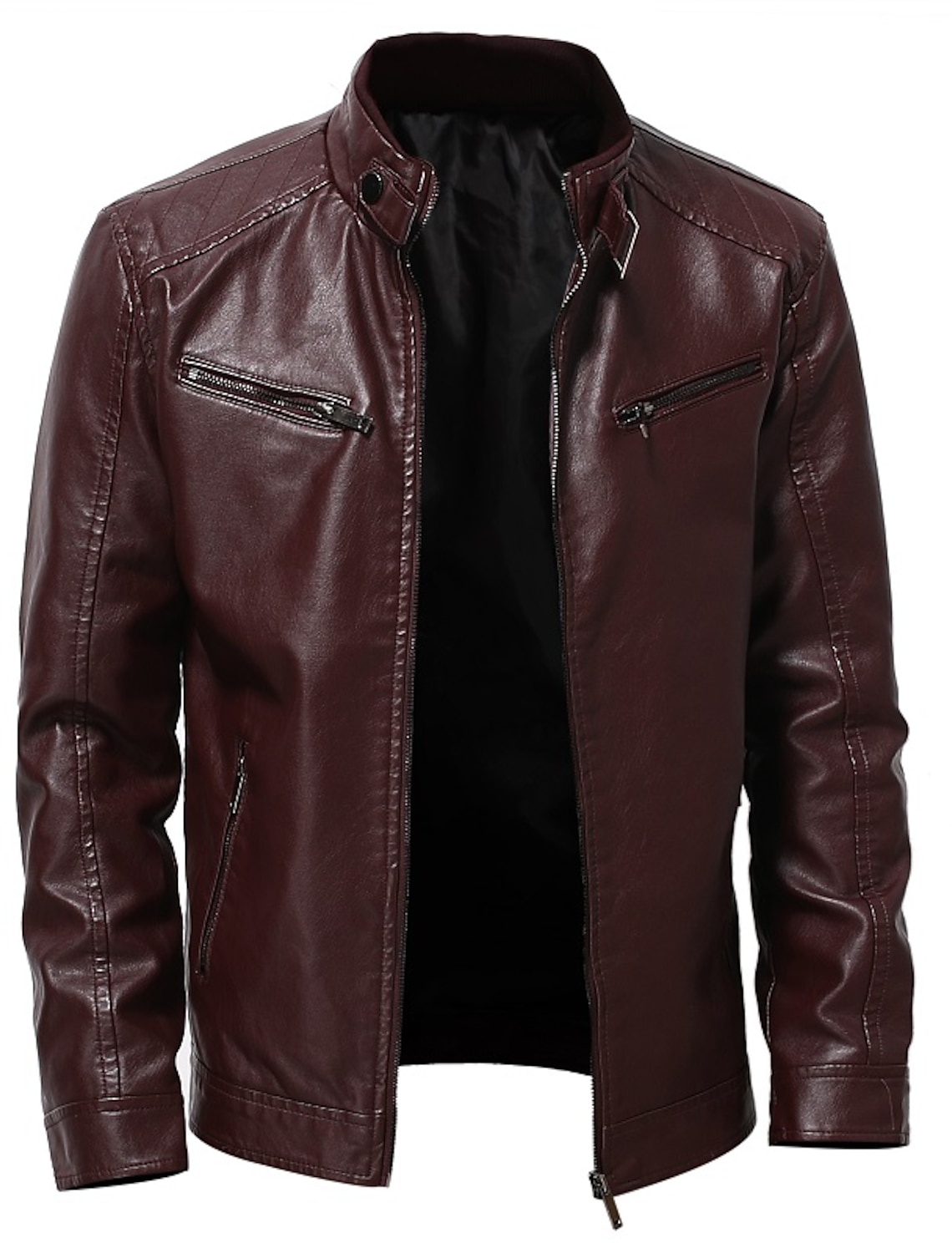 Men's Faux Leather Jacket Transition Biker Going out Windproof Rivet