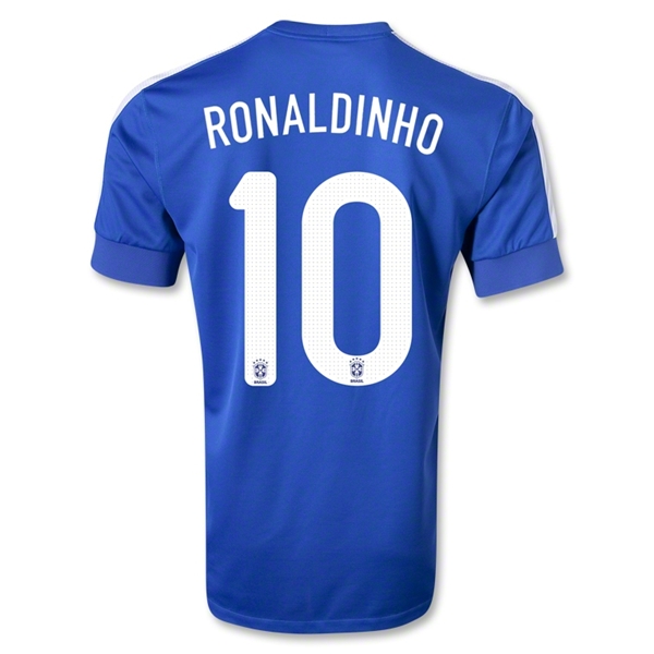 High Performance 2013 Brazil 10 RONALDINHO Blue Away Jersey Shirt