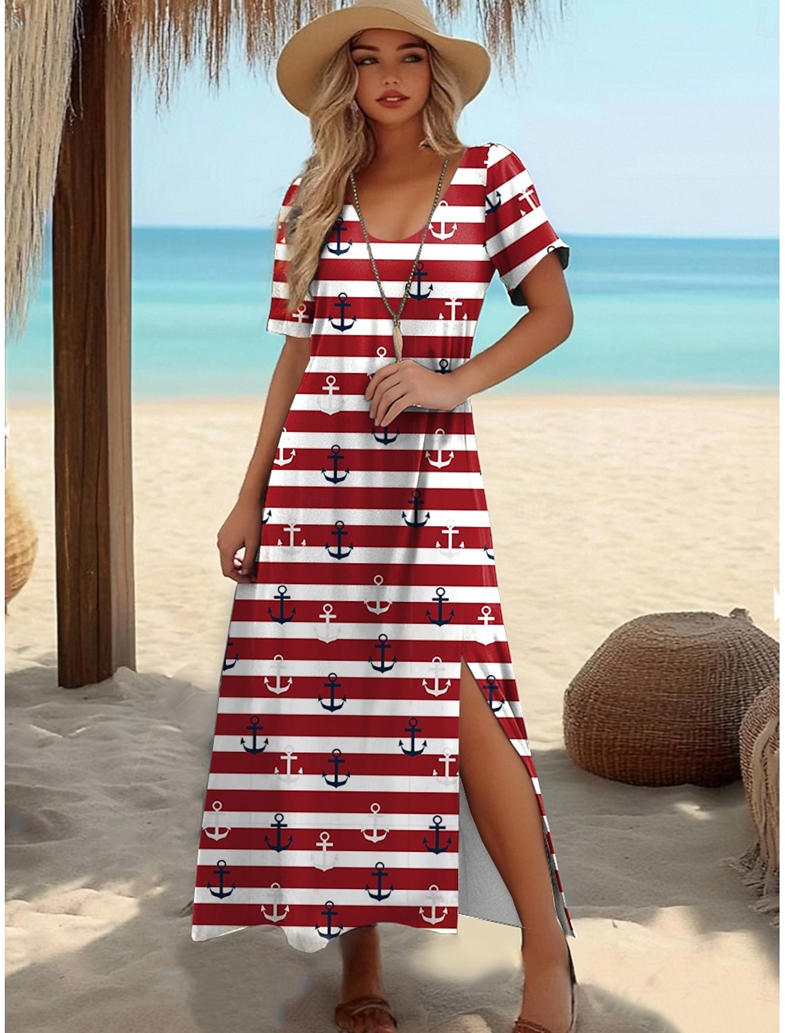 Women's Mini Dress Petite Dress Petite Dress Sundress A Line Dress Tank Dress Casual Vacation Daily Beach Loose Fit Heart Rose Flag Sleeveless Crew Neck White Red Royal Blue Blue Summer