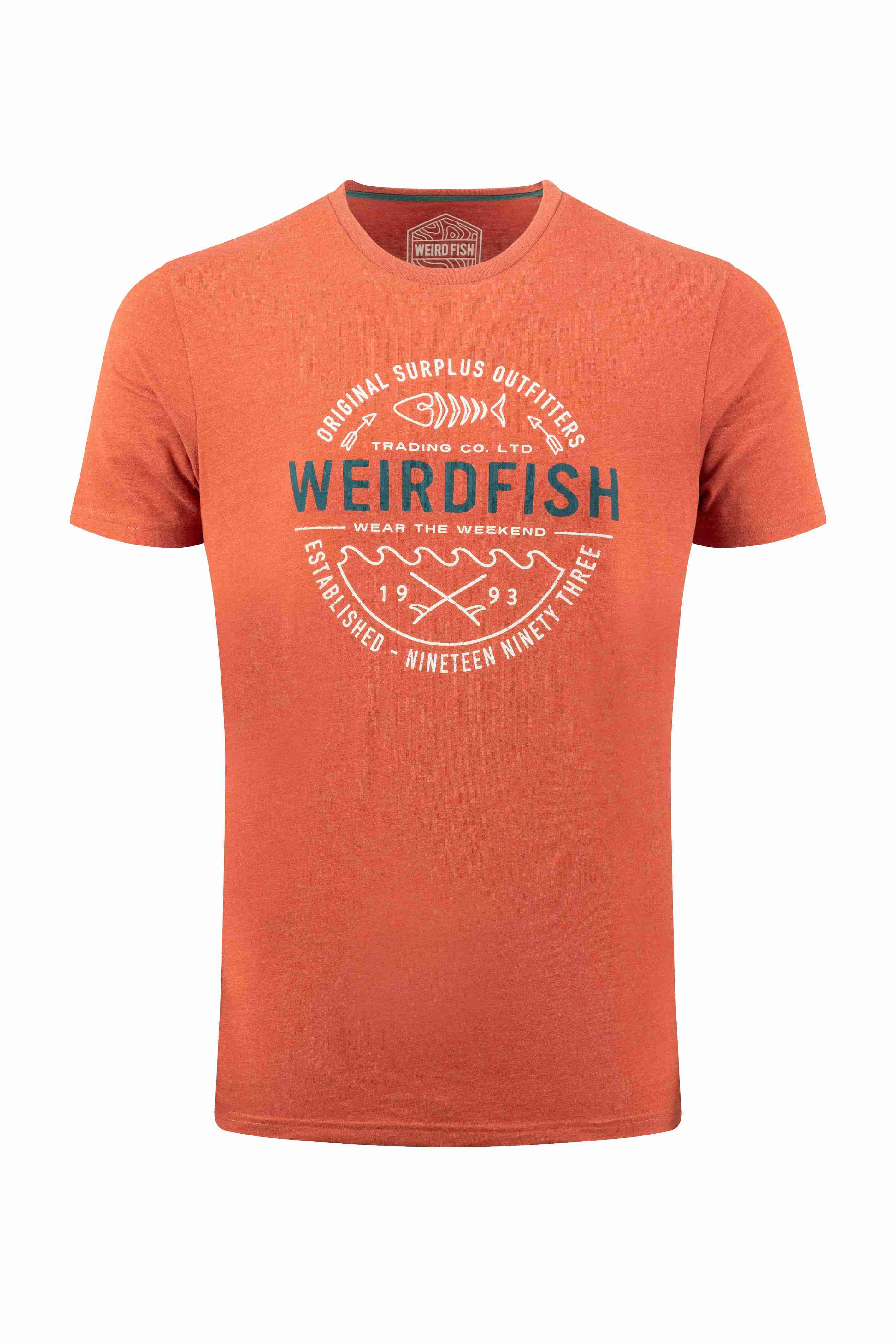 Waves Front Print Graphic T-Shirt Rust Leaves