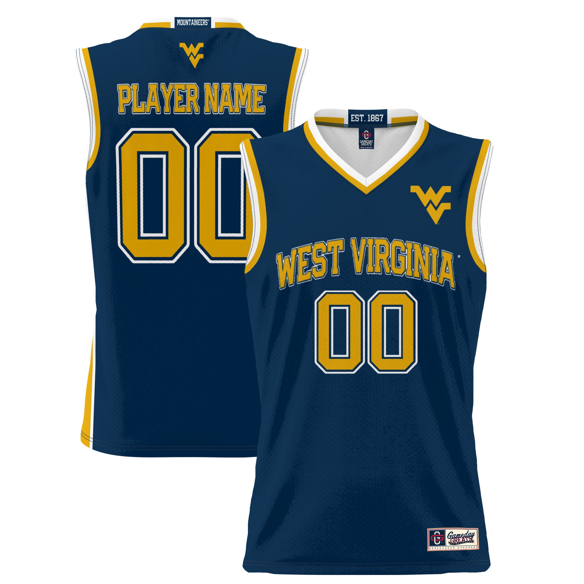 [NJP] West Virginia Mountaineers GameDay Greats Youth NIL Pick-A-Player Lightweight Women's Basketball Jersey - Navy