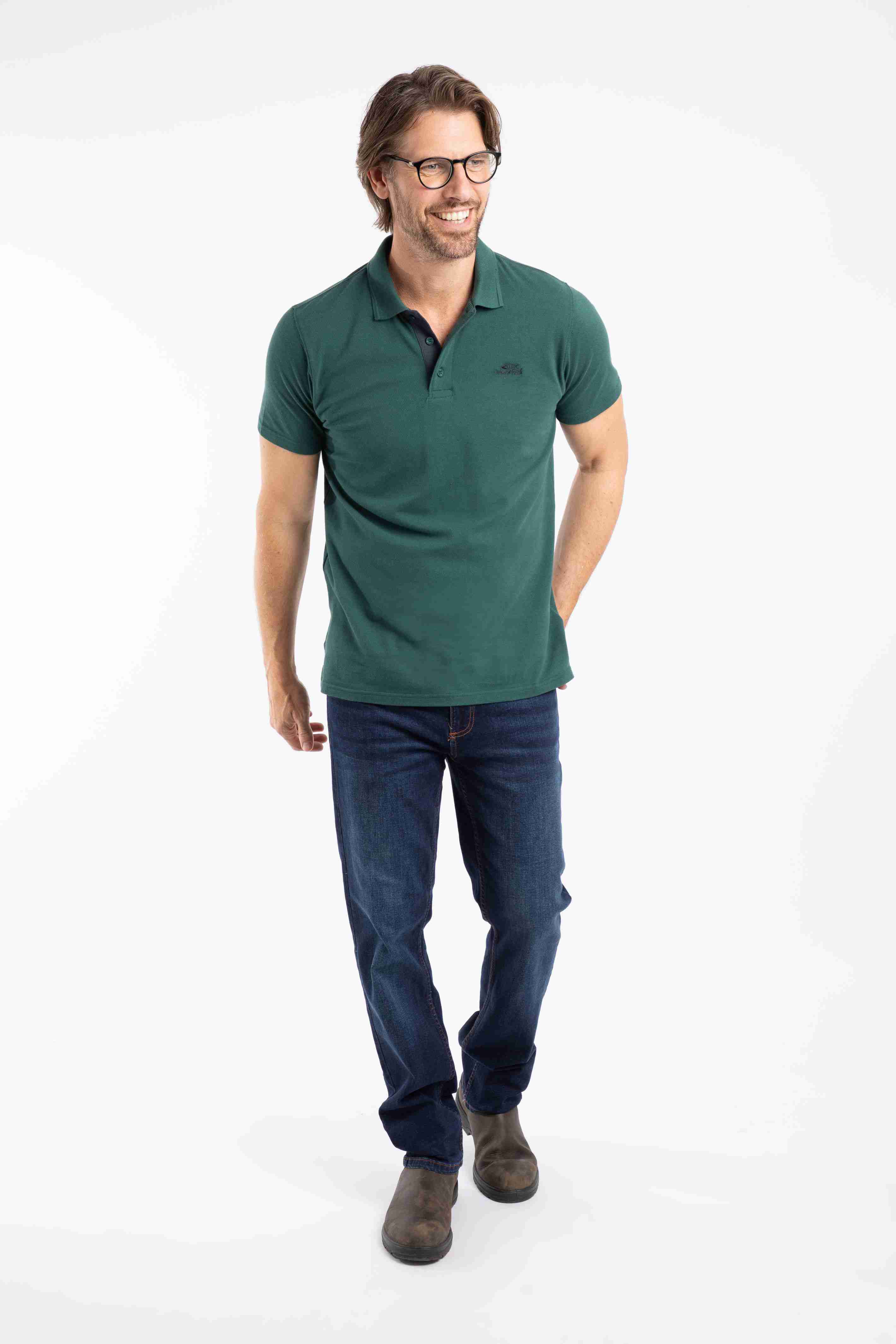 Miles Pique Polo Shirt Forest Green