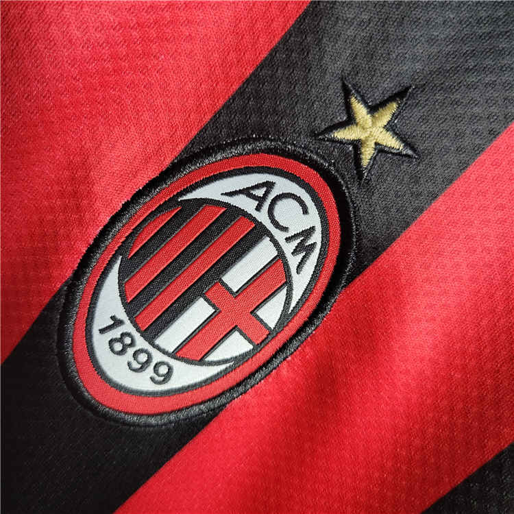 Lightweight AC Milan 2223 Home Red Long Sleeve Soccer Jersey Football
