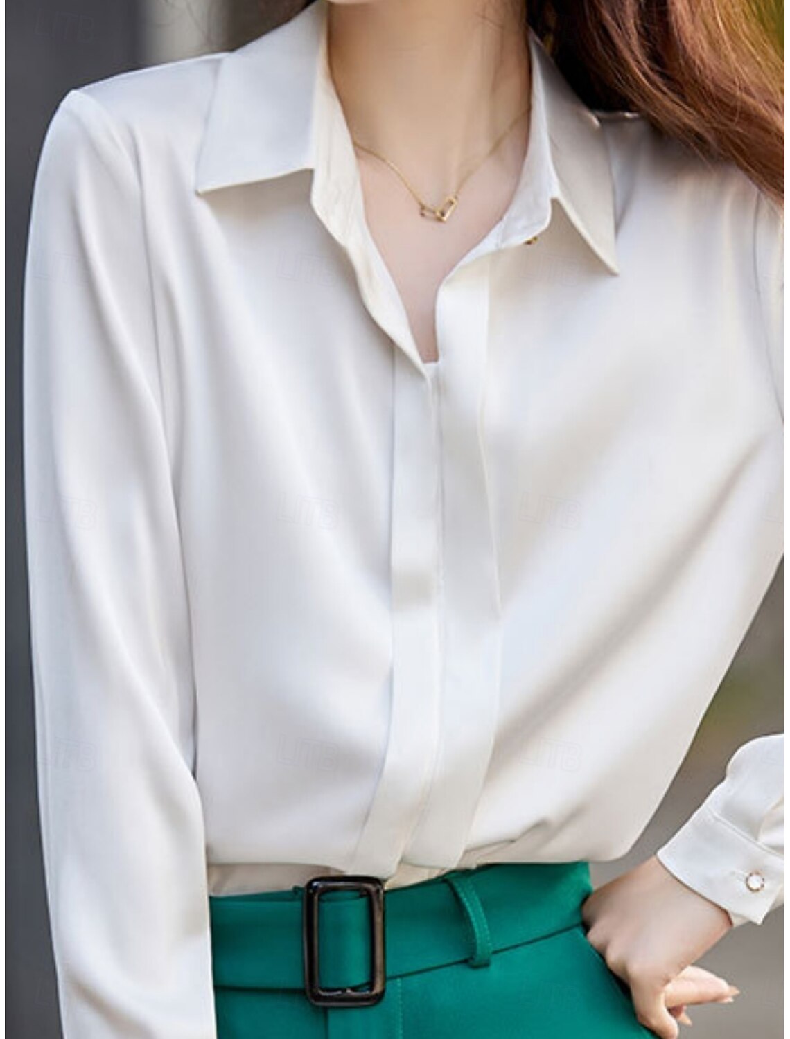 Women's Shirt Blouse Basic Casual Solid Color Regular Tops Long Sleeve Shirt Collar Buttons Regular Fit Daily Fall Winter
