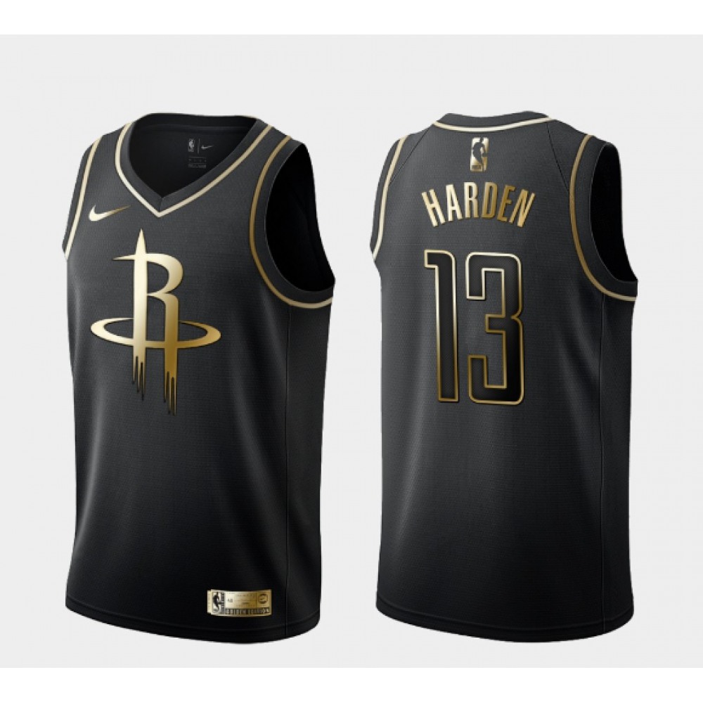 Elite James Harden13 Houston Rockets Jersey Black - Golden Edition