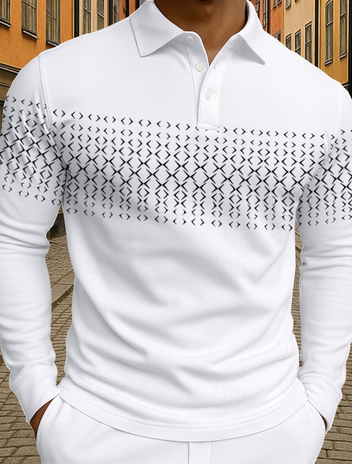 Men's Polo Business Casual Turndown Short Sleeve Geometric Buttons