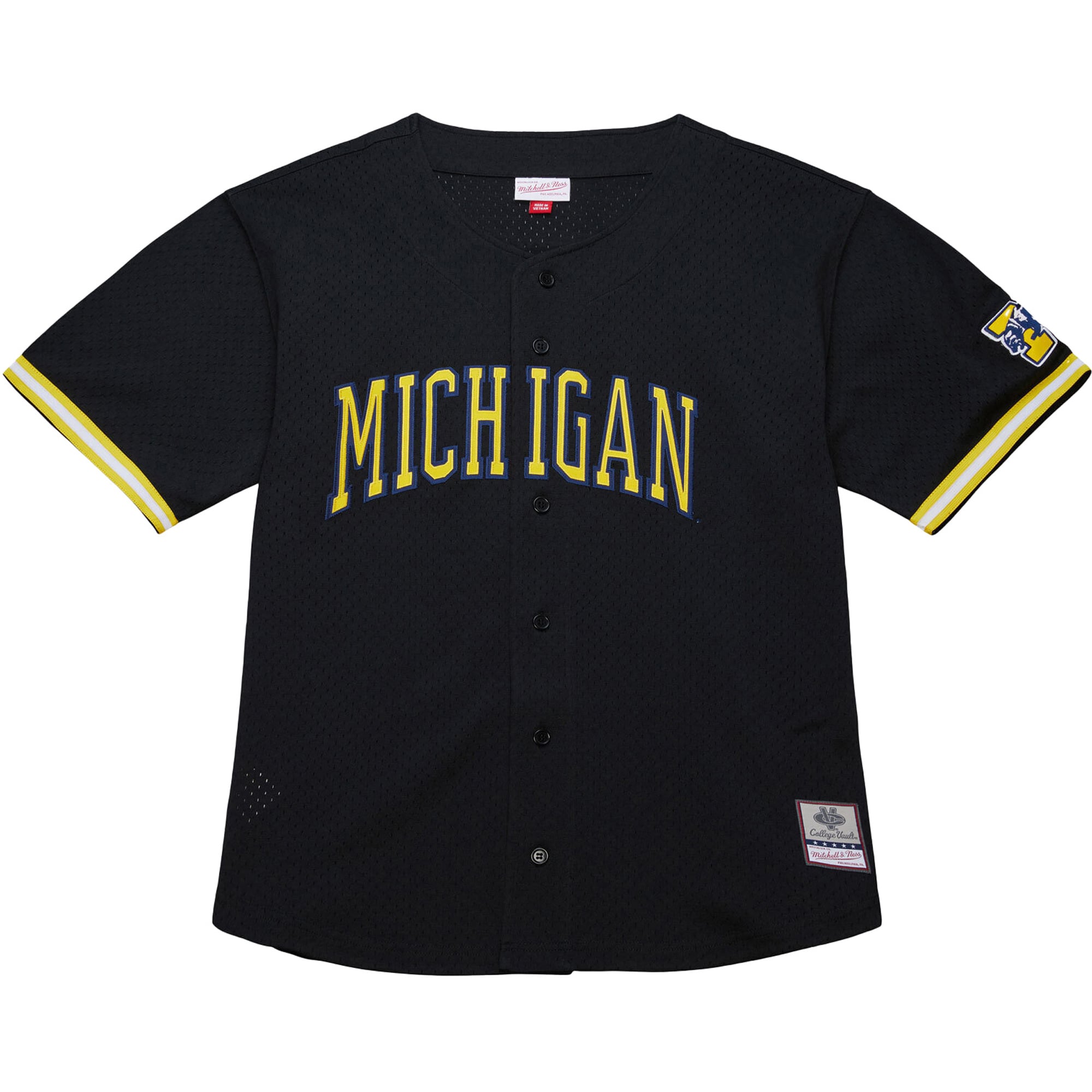 Michigan Wolverines Mitchell & Ness On The Clock Full-Button Fashion Jersey - Black