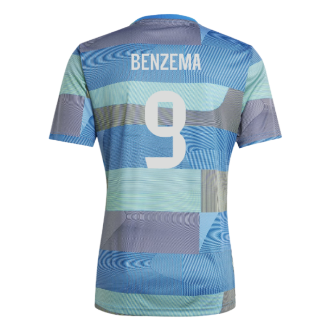 2025-2026 Madrid Real Madrid Pre-Match Shirt (Blue) (Benzema 9)
