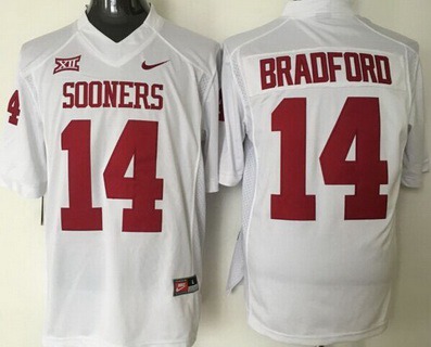 embroidered Men's OU Sooners Sam Bradford #14 White 2024 Football