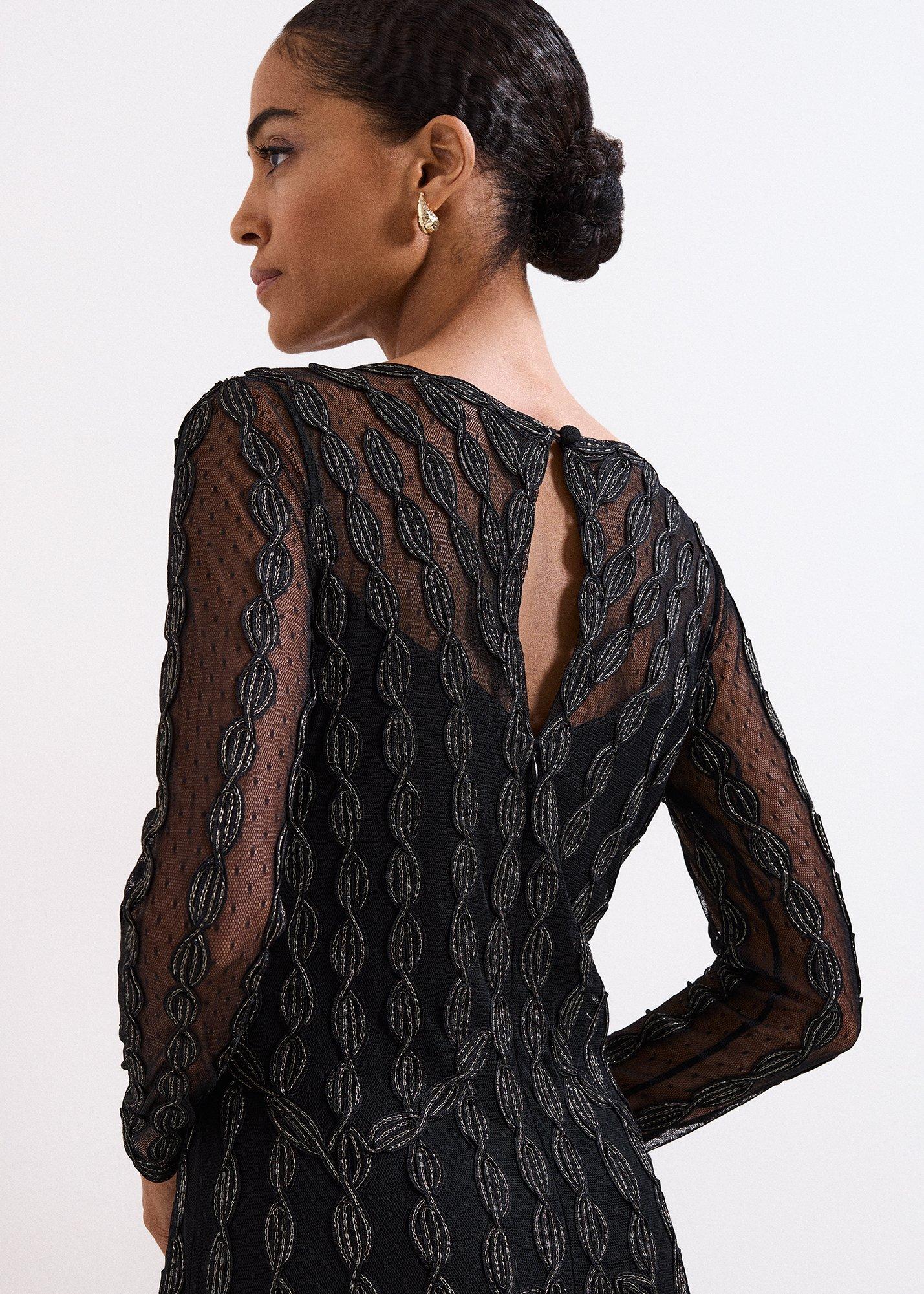 Marie Black Tapework Maxi Dress
