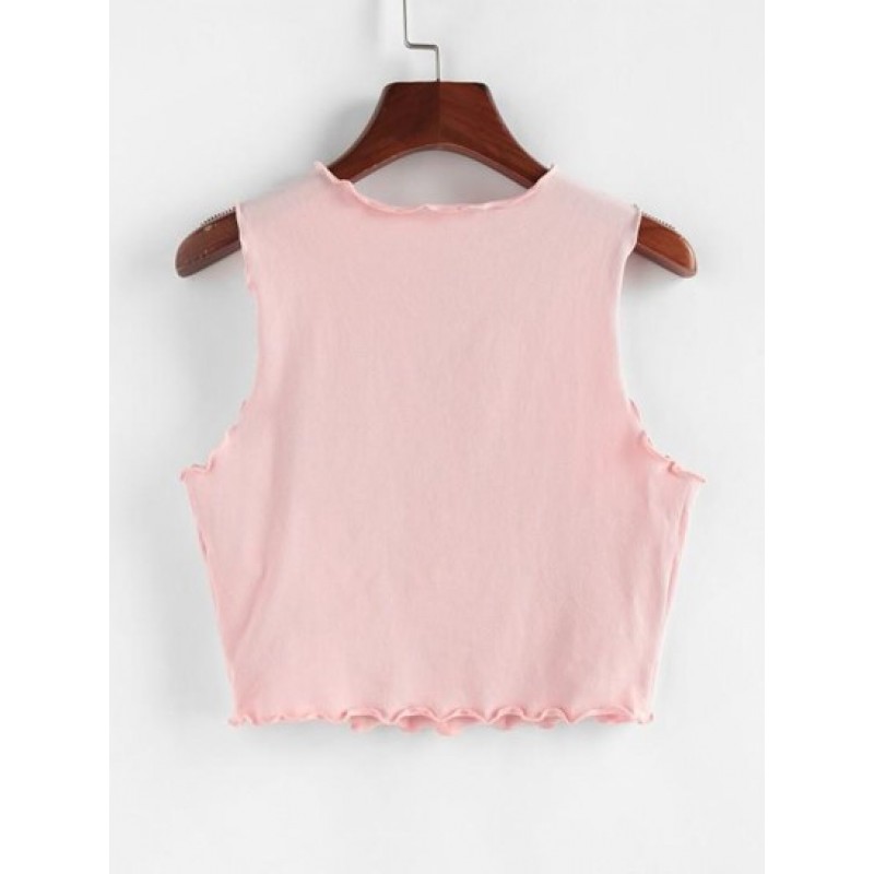 Jersey Lettuce Trim Crop Tank Top YV1975