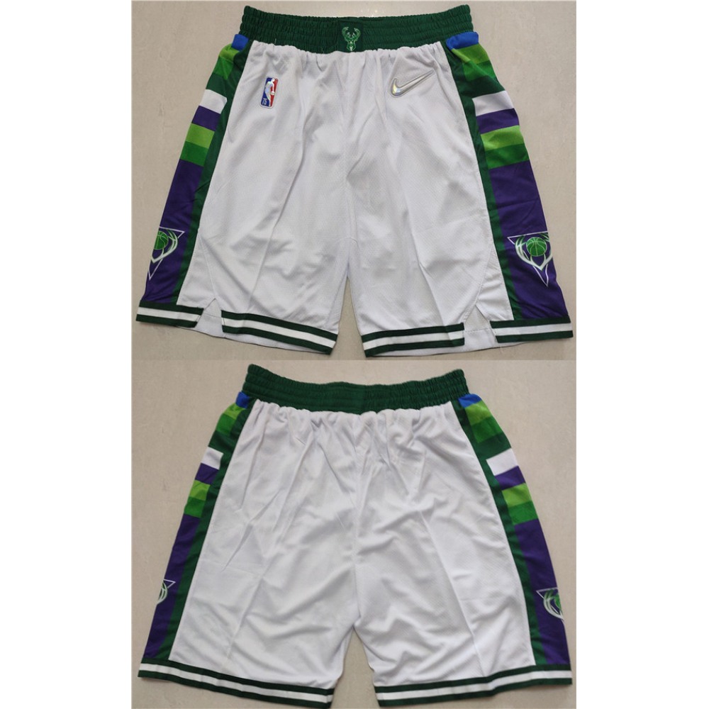 Men's Milwaukee Bucks White 75th Anniversary Shorts (Run Small)