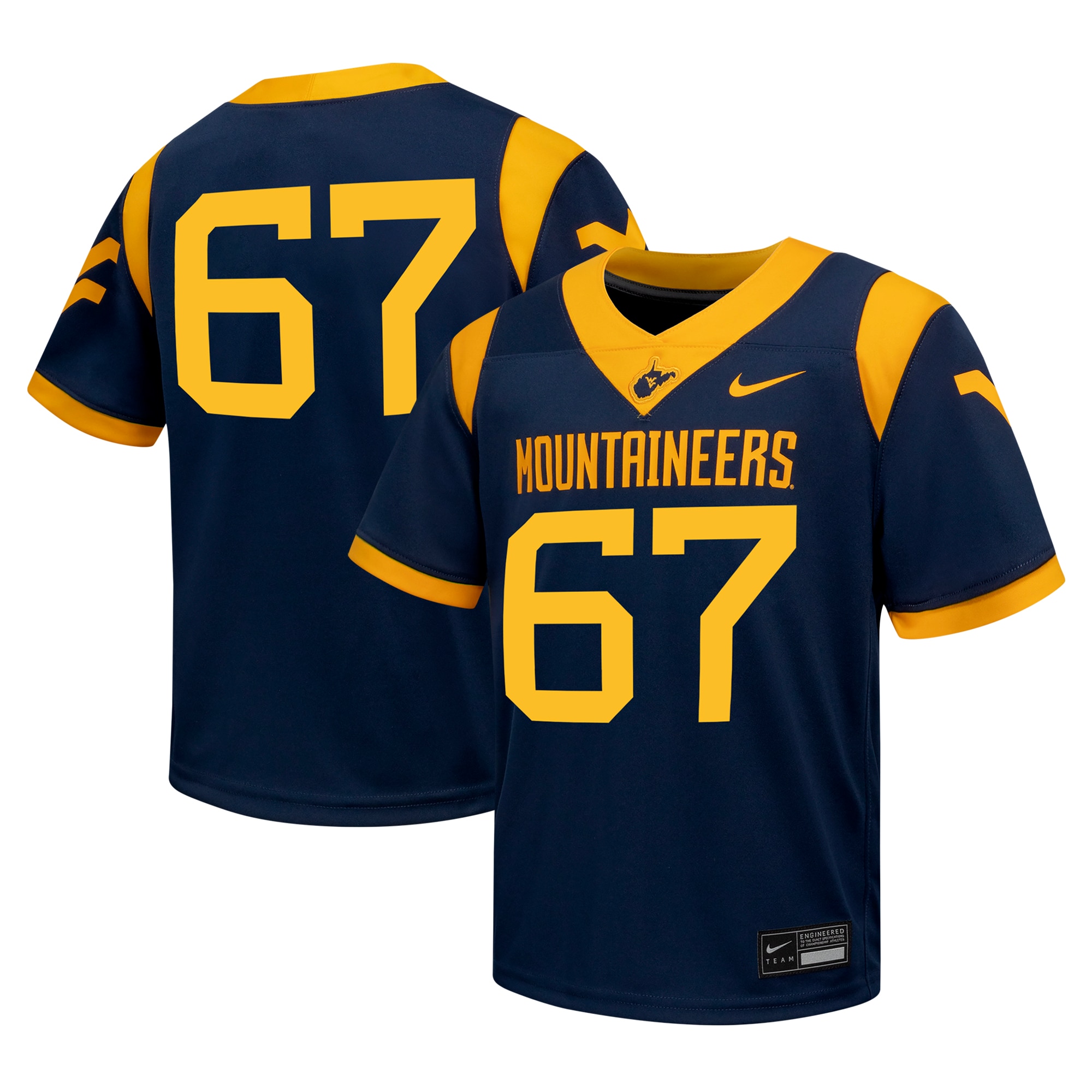 [NJP] West Virginia Mountaineers Youth Untouchable Football Jersey - Navy
