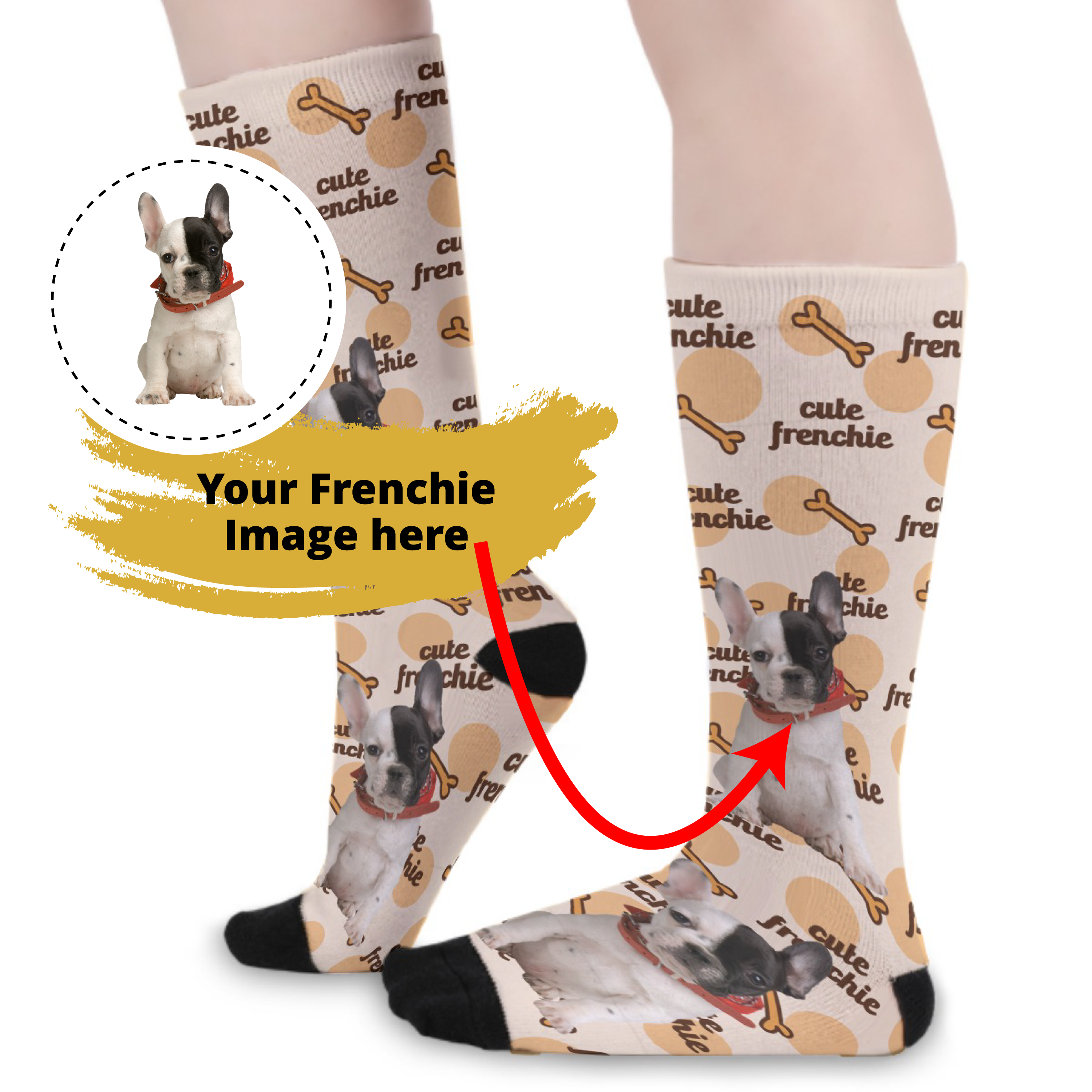 Custom socks with Frenchie Photo