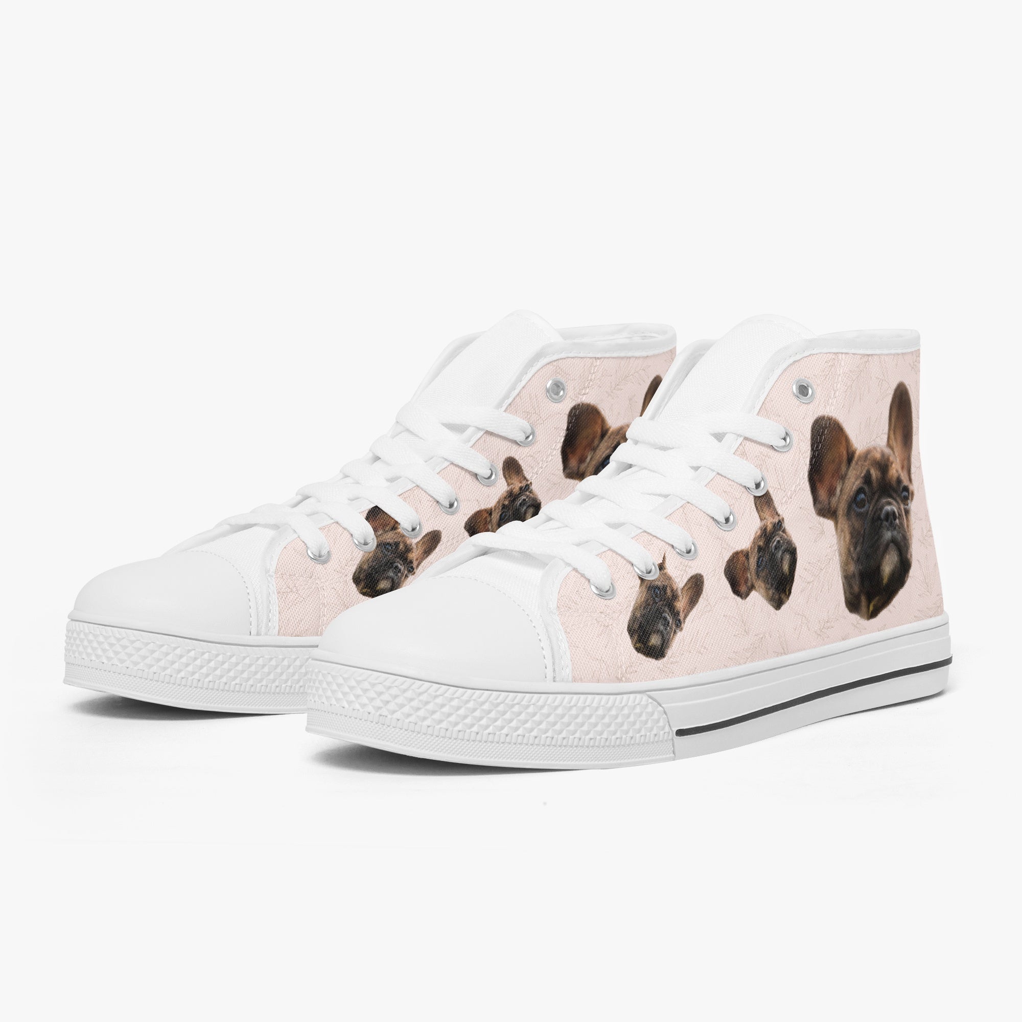 Durable Personalized Classic High-top Canvas Shoes Frenchie Themed Wear