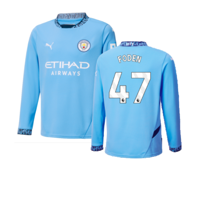 Kids Authentic 2024-2025 Man City English Home Strip (1)