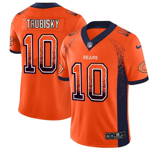 Official NFL CHI Bears #10 Mitchell Trubisky Orange Limited Jersey