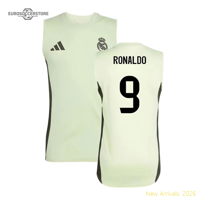 Official 2025-2026 Real Madrid Sleeveless Training Jersey (Almost Lime) (Ronaldo