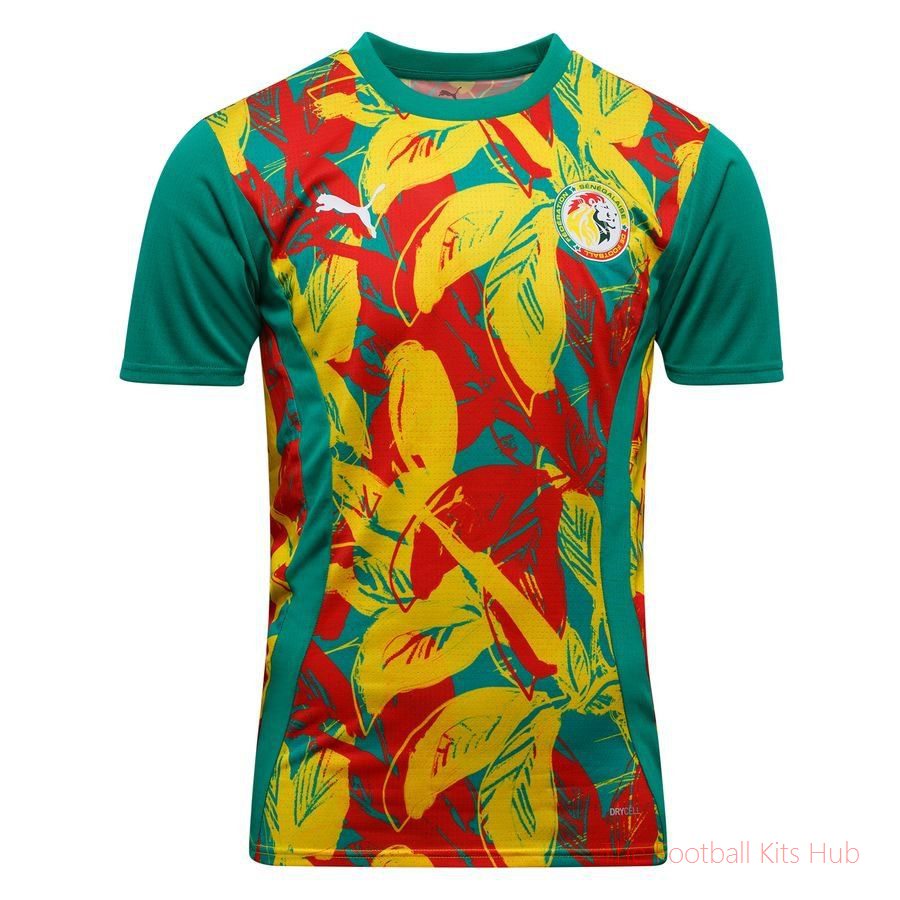 Senegal Training T-Shirt Pre Match Africa Cup of Nations 2025 - Green/Faster Yellow/Puma Red