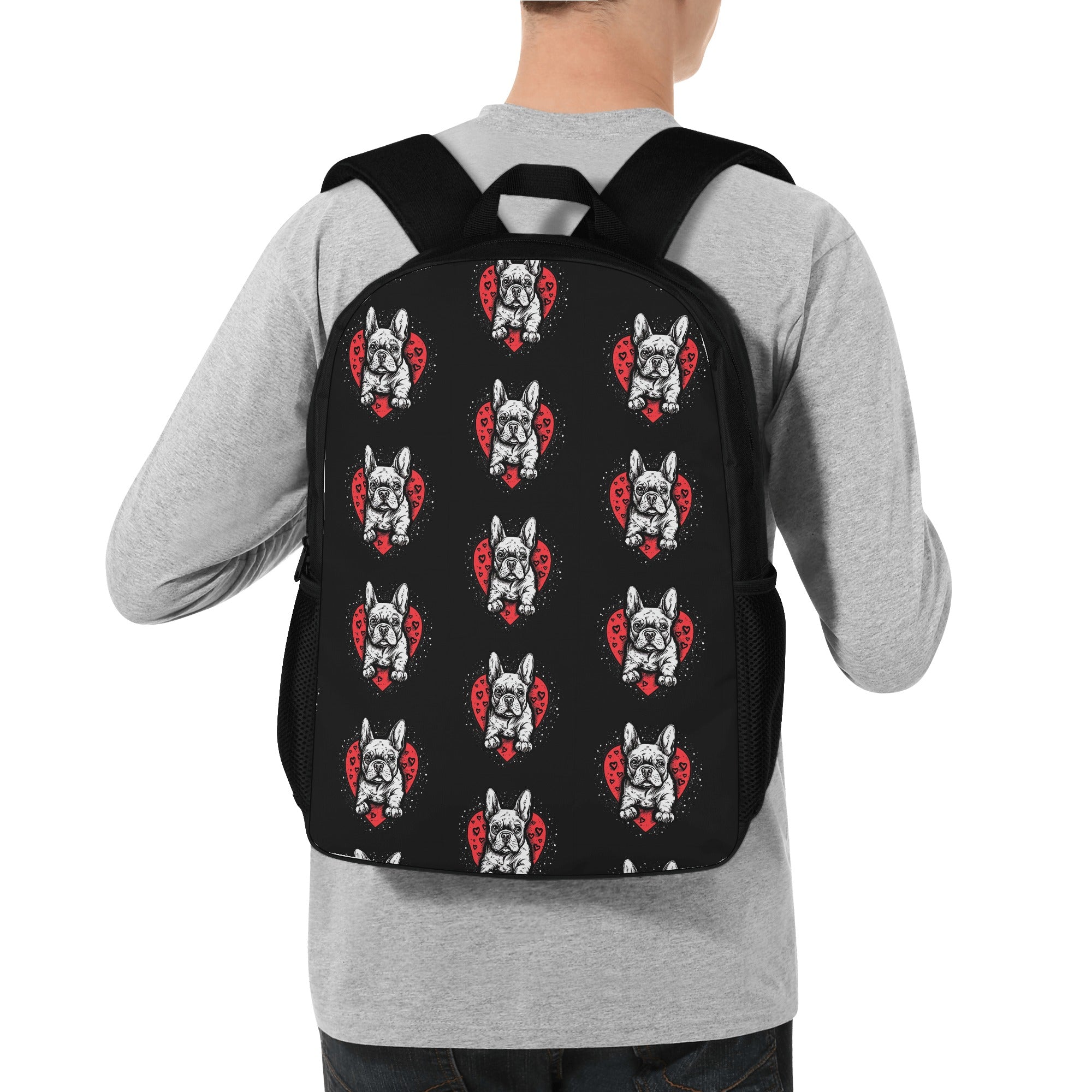 French Bulldog Frenchie Love 17 Inch Laptop Backpack Frenchie Pet Item