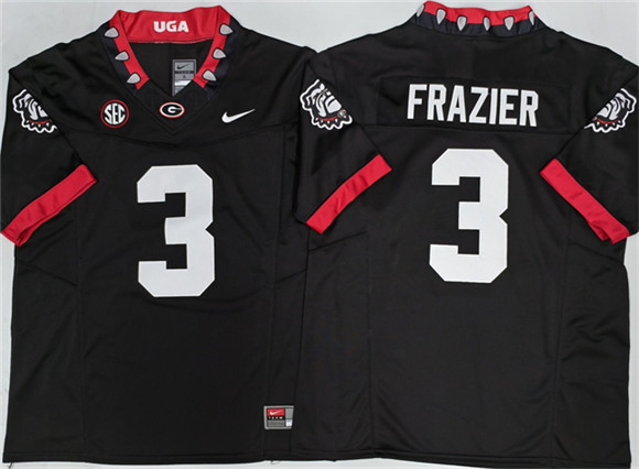 Men's UGA Bulldogs Black 2025 team authorized Nate Frazier #3 away