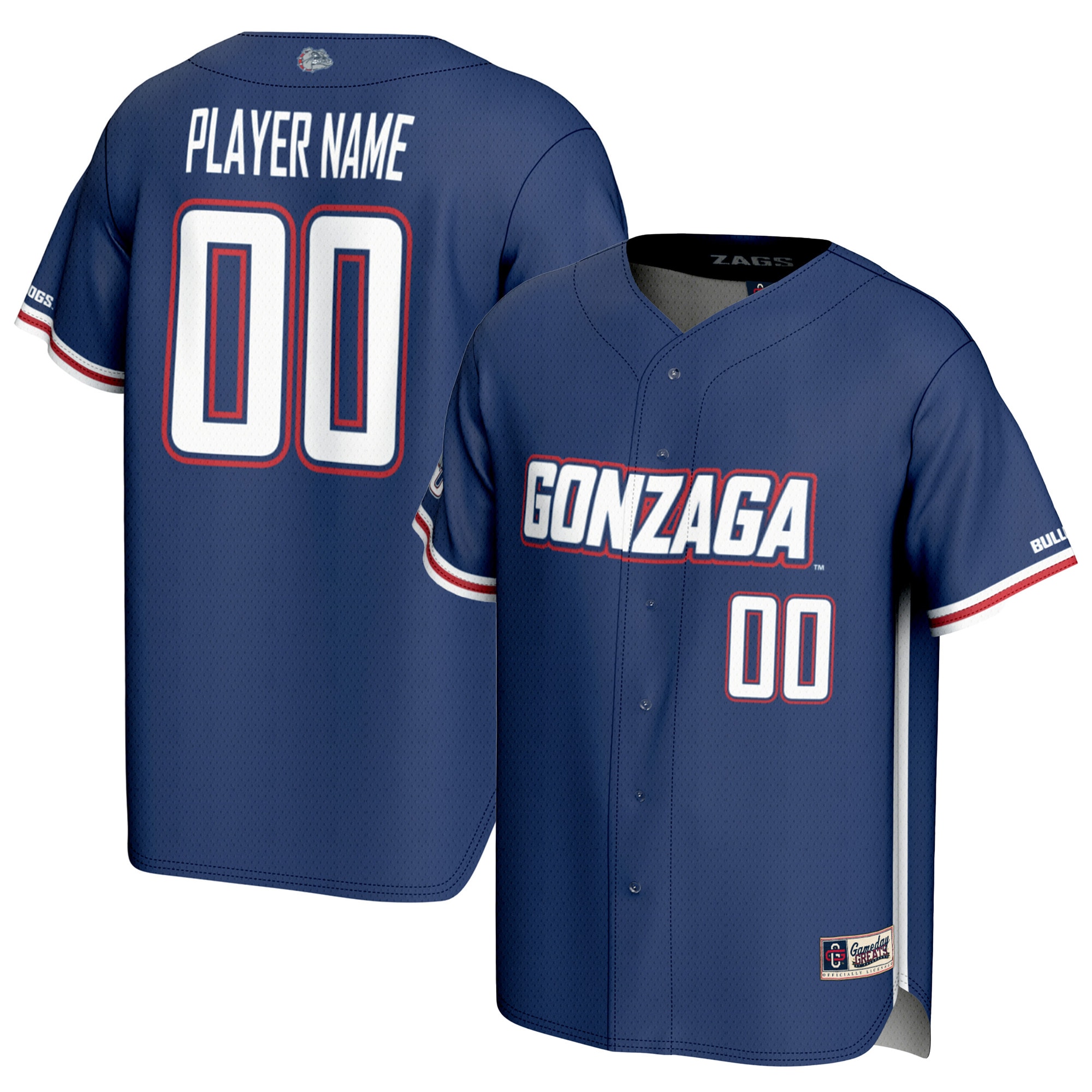 [NJP] Women's Gonzaga Bulldogs GameDay Greats NIL Pick-A-Player Baseball Lightweight Jersey - Navy
