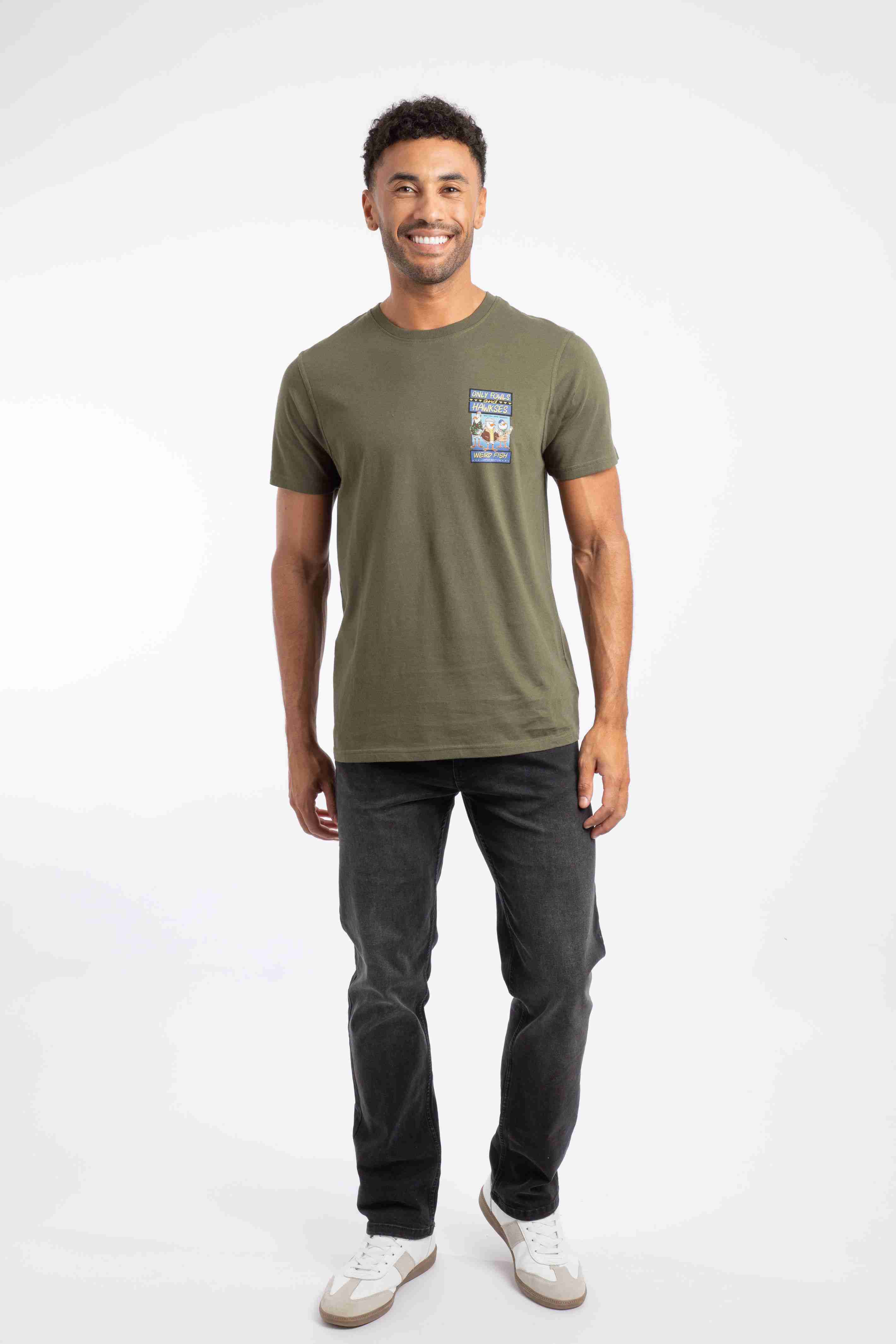 Only Fowls and Hawkses Back Print Artist T-Shirt Deep Lichen Green