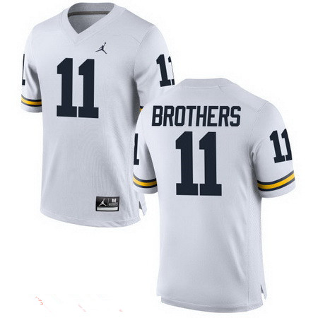 Men's UM Wolverines White 2024 stitched Wistert Brothers #11