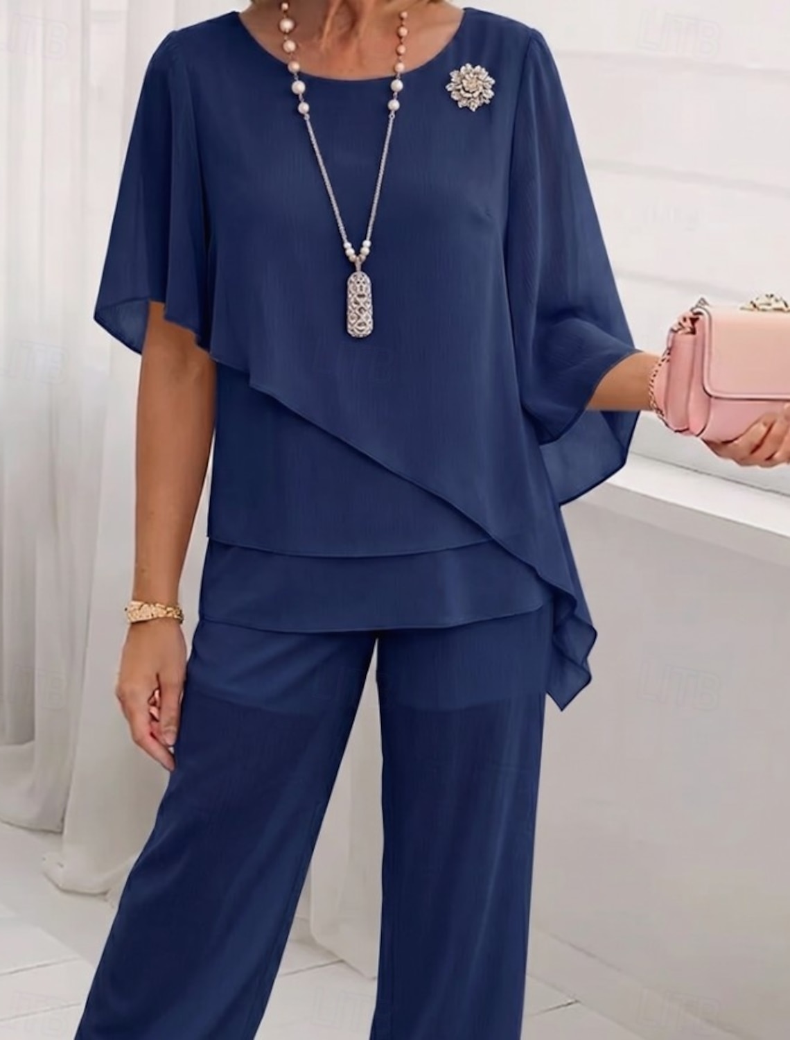 Women's Mini Dress Chiffon Dress Wedding Guest Dress Tiered Dress Fashion Modern Outdoor Holiday Going out Regular Fit Plain Half Sleeve Crew Neck Blue Black Pink Spring Fall