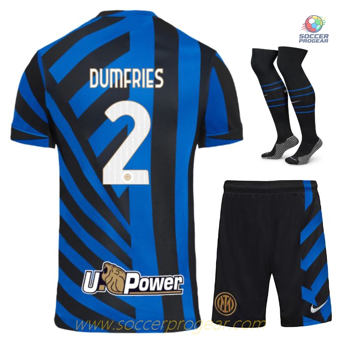Inter Milan Youthren's Home Soccer Jersey Set Team Jersey 2024/25 Collection Dumfries