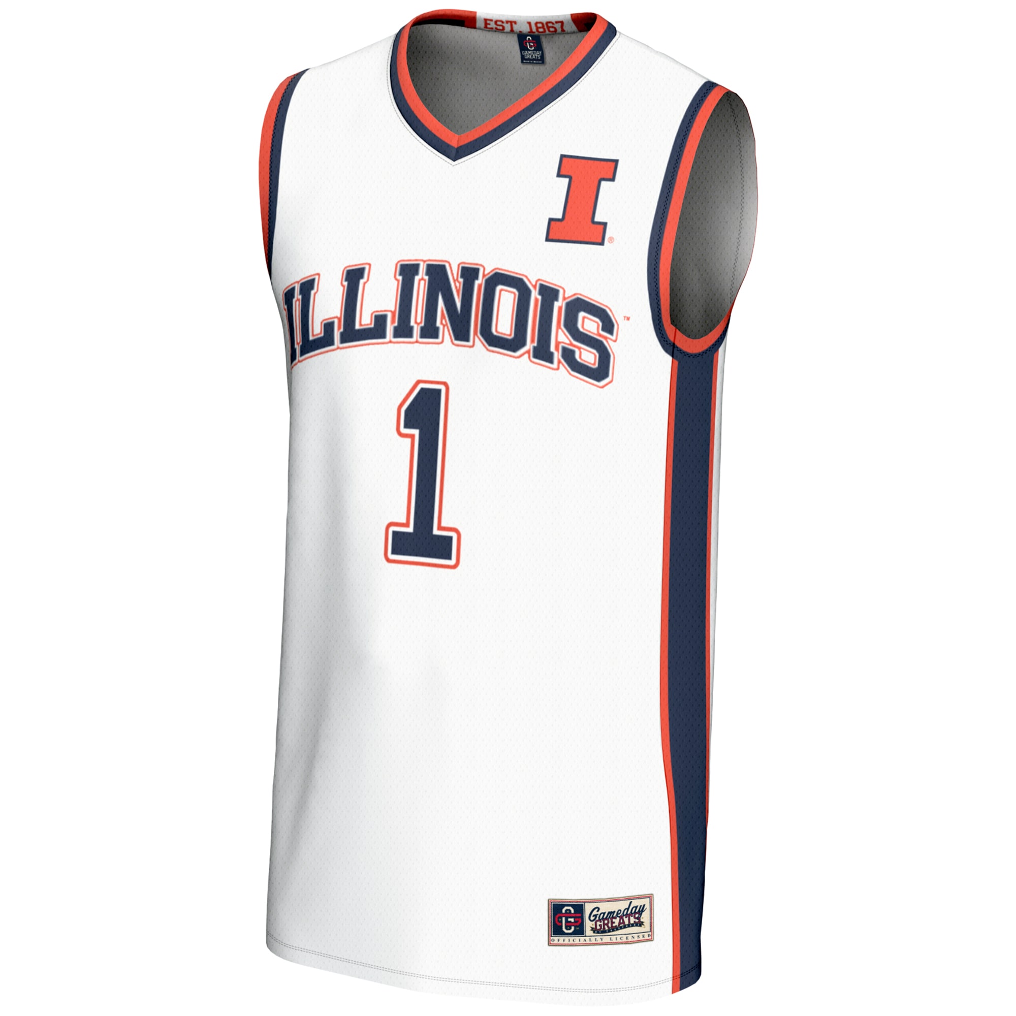 [DDG] Illinois Fighting Illini GameDay Greats Unisex Lightweight Basketball Jersey - White