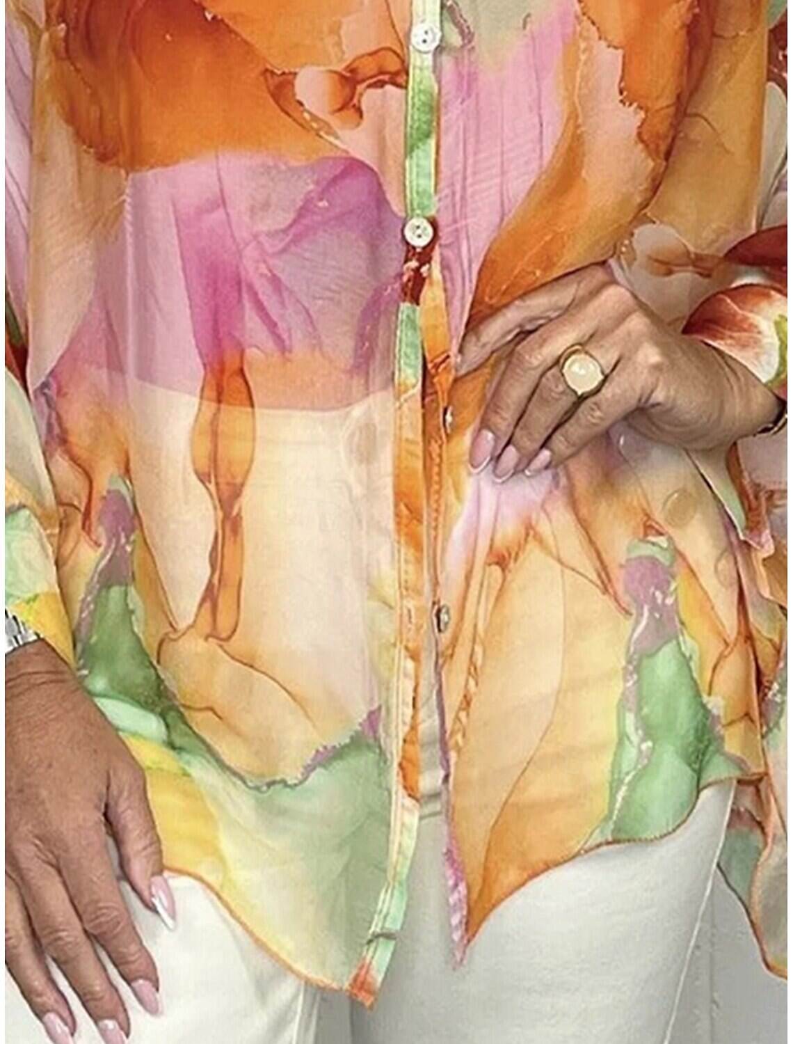 Women's Shirt Blouse Stylish Casual Floral Regular Tops Long Sleeve V Neck Buttons Print Regular Fit Daily Summer Spring Fall