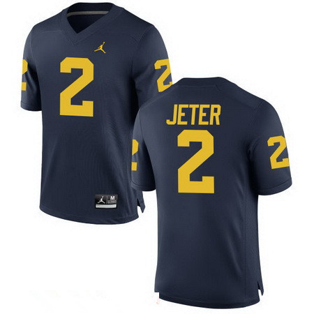 Men's Michigan UM Blue 2024 college football Derek Jeter #2 alternate
