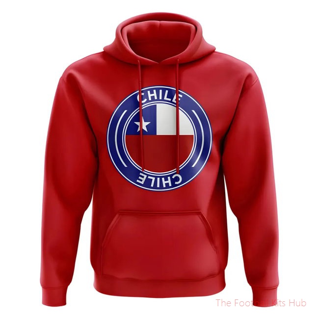 Men Chile Football Badge Hoodie (Red)