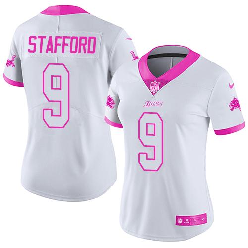 Official NFL Detroit Lions #9 Matthew Stafford White Limited Jersey